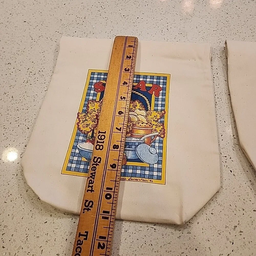 NWOT Vintage Sugar Flour Bag Food Storage Hook Loop Cotton Plastic Liner USA